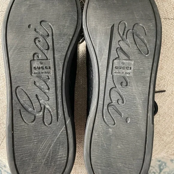 GUCCI Authentic Black Leather High Top Women’s Sneakers with box - Picture 8 of 15